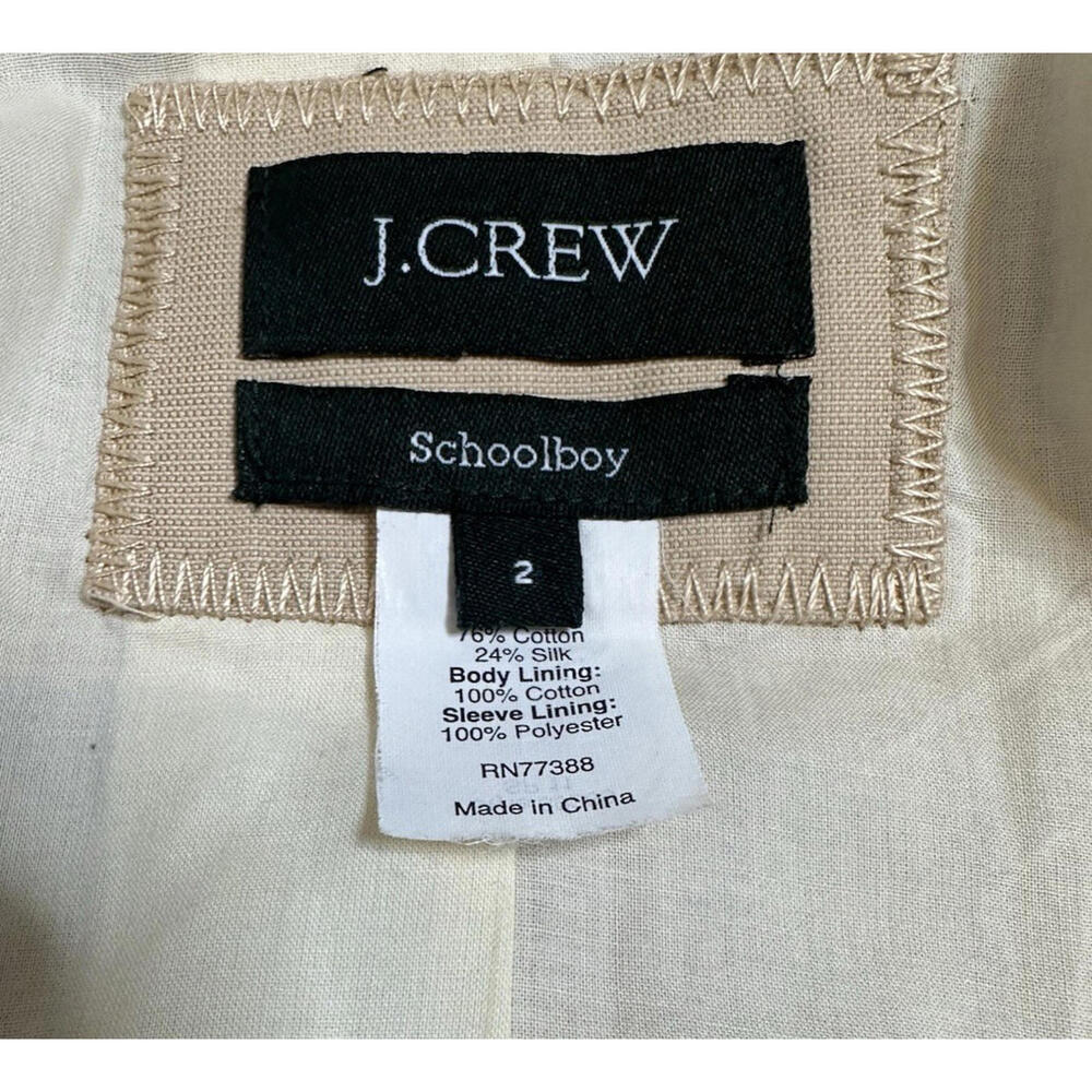 J Crew Schoolboy Blazer Jacket Cotton Silk Capsule Wardrobe Khaki Beige - Picture 7 of 8